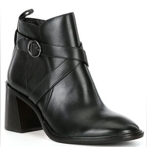 Antonio Melani Charley Leather Heeled Buckle Booties 7.5M NEW